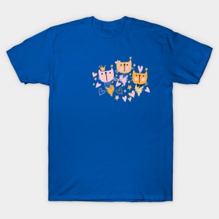 Cute Character Doodle Cats T-Shirt